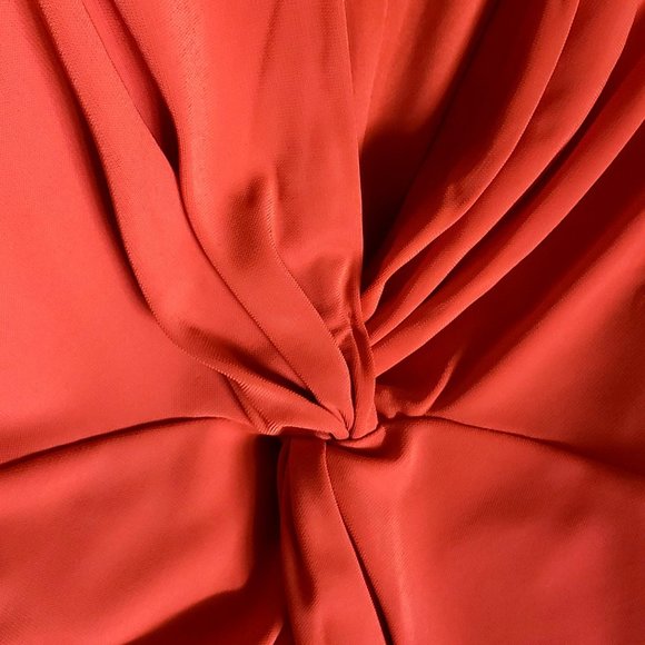 H&MDRESS SIZE 6 KNOT FRONT LONG SLEEVE RED ORANGE - Picture 3 of 10